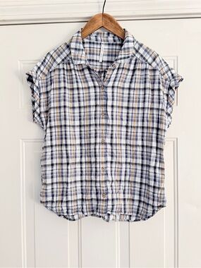 KUHL Casual Plaid Button-Front Women's Top - Blue & White. Sz L
